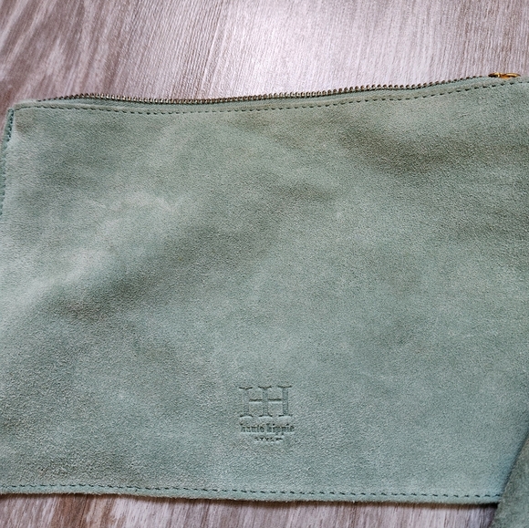 Haute Hippe Suede Leather Sage Green Shoulder Bag Purse & Wallet Boho Sz M - Picture 3 of 16